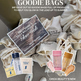 Goodie bags with Daily Wellness Club products, Daily Shake Vanilla Protein, Daily Shake Vanilla Latte and Ciroa Beauty shimmer sticks 