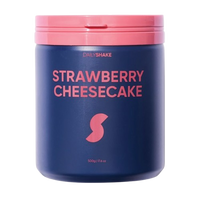 DairyShake strawberry cheesecake protein powder container on a white background
